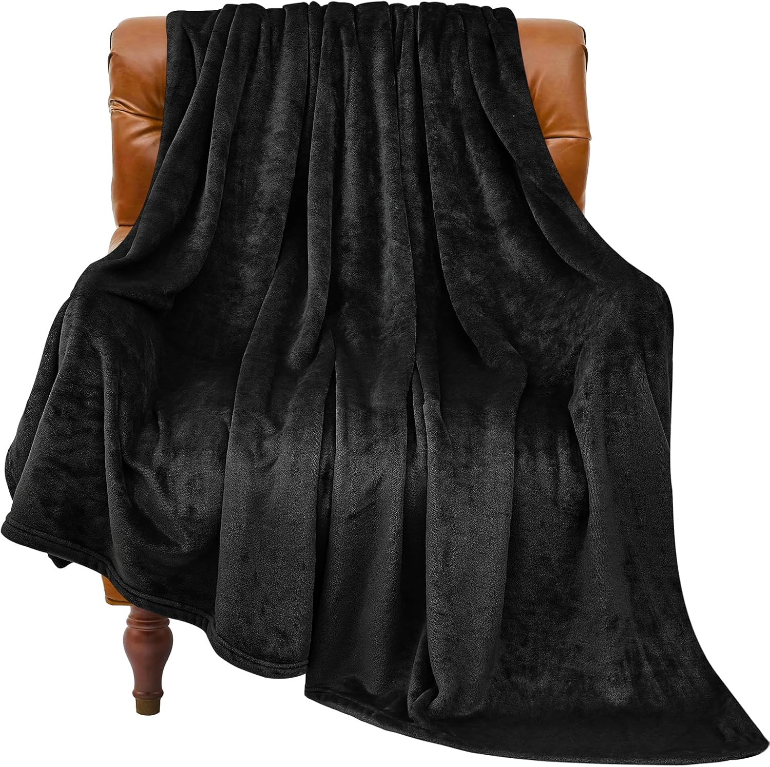 Fleece Blanket Black Throw Blankets for Couch & Bed, Luxury Plush Cozy Fuzzy Blanket 50x60 inches