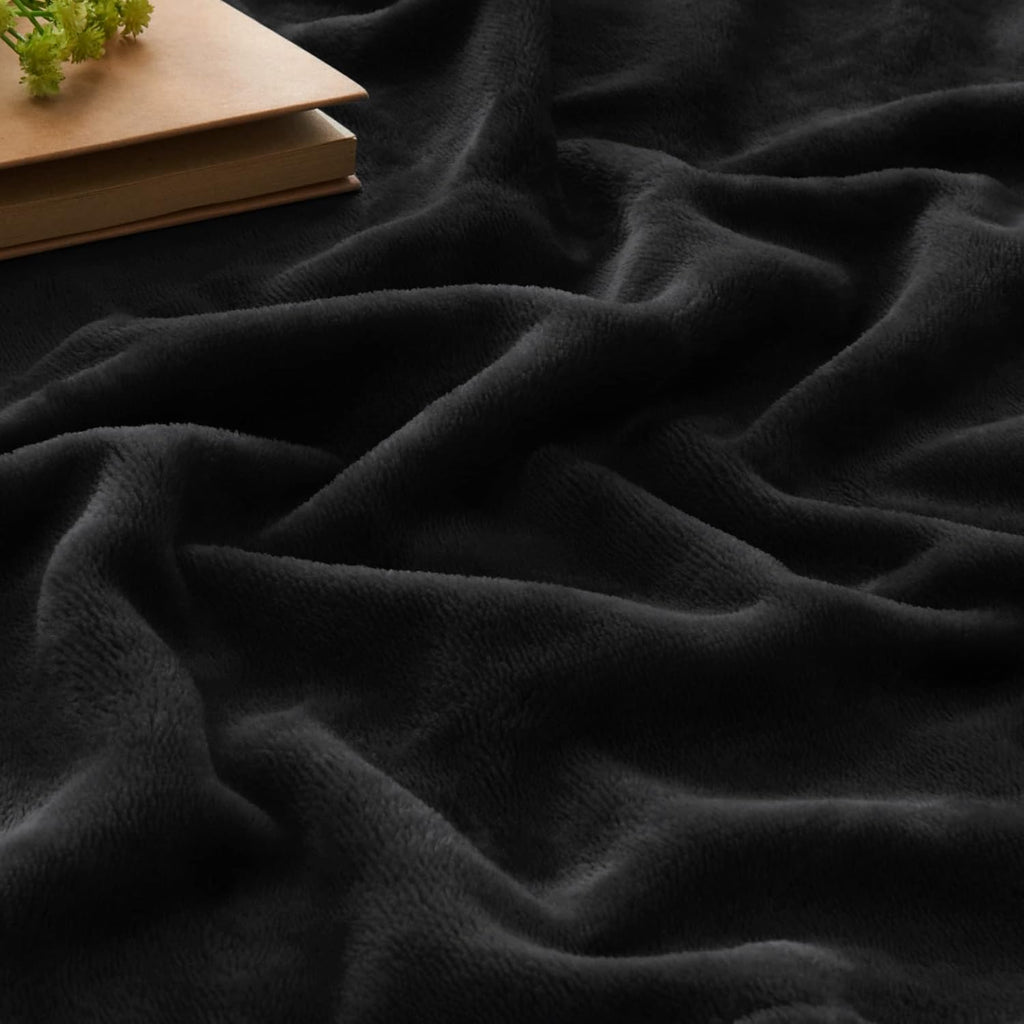Fleece Blanket Black Throw Blankets for Couch & Bed, Luxury Plush Cozy Fuzzy Blanket 50x60 inches