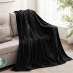 Fleece Blanket Black Throw Blankets for Couch & Bed, Luxury Plush Cozy Fuzzy Blanket 50x60 inches