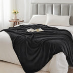 Fleece Blanket Black Throw Blankets for Couch & Bed, Luxury Plush Cozy Fuzzy Blanket 50x60 inches