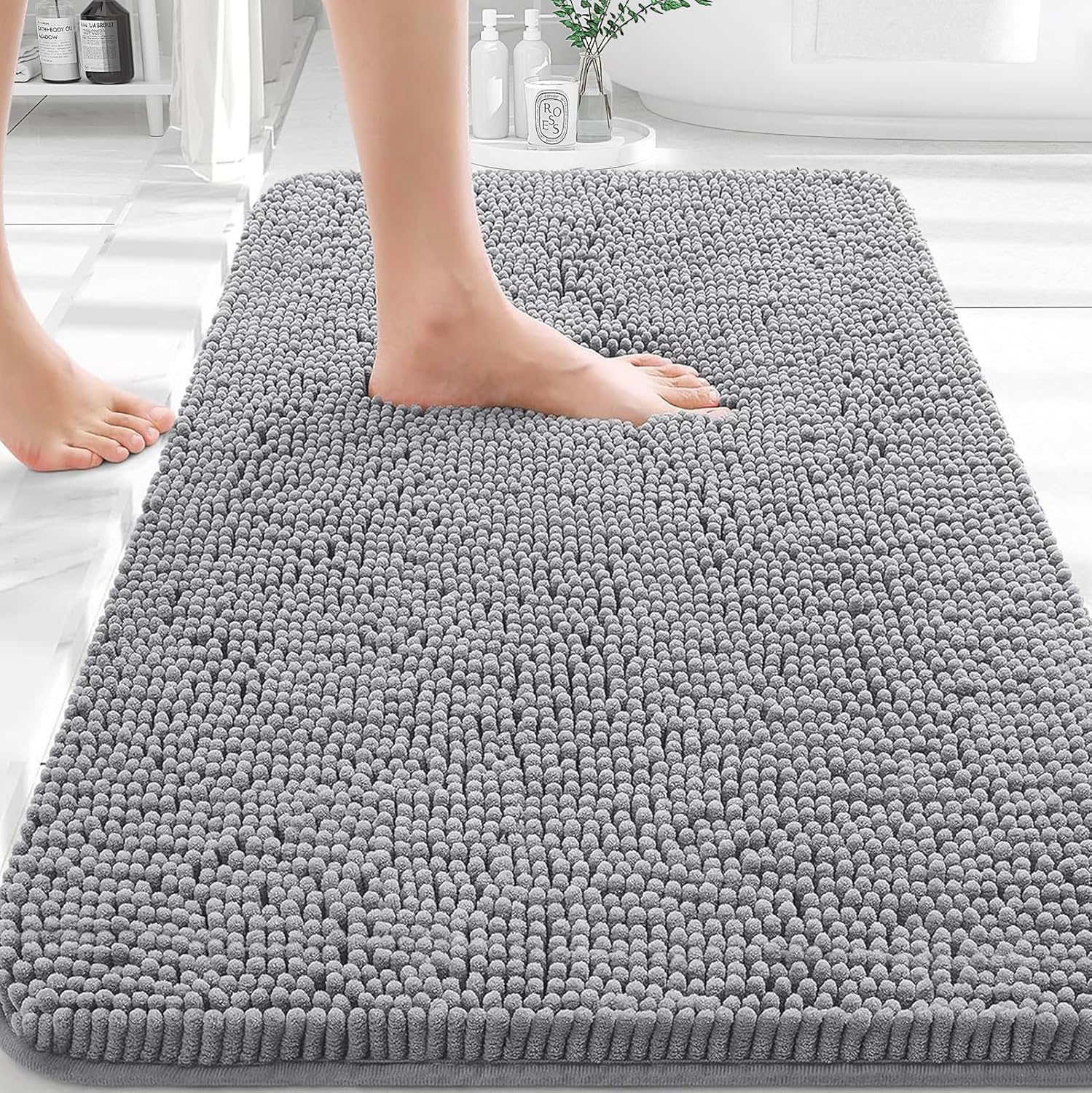 Bathroom Rugs 30x20, Extra Soft Absorbent Chenille Bath Rugs, Rubber Backing Quick Dry