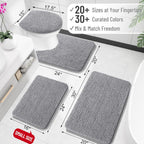 Bathroom Rugs 30x20, Extra Soft Absorbent Chenille Bath Rugs, Rubber Backing Quick Dry